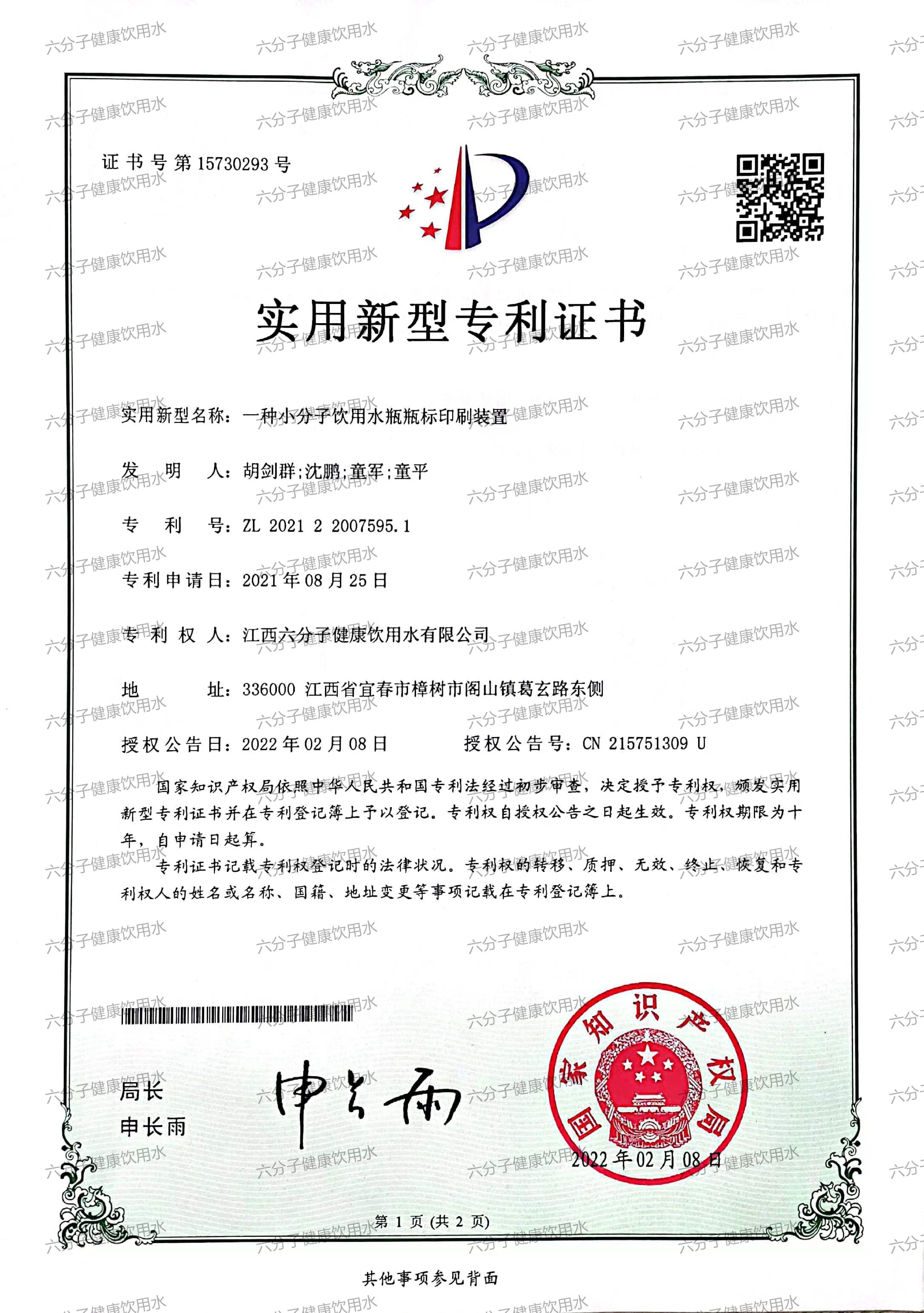 專(zhuān)利證書(shū)(圖9)